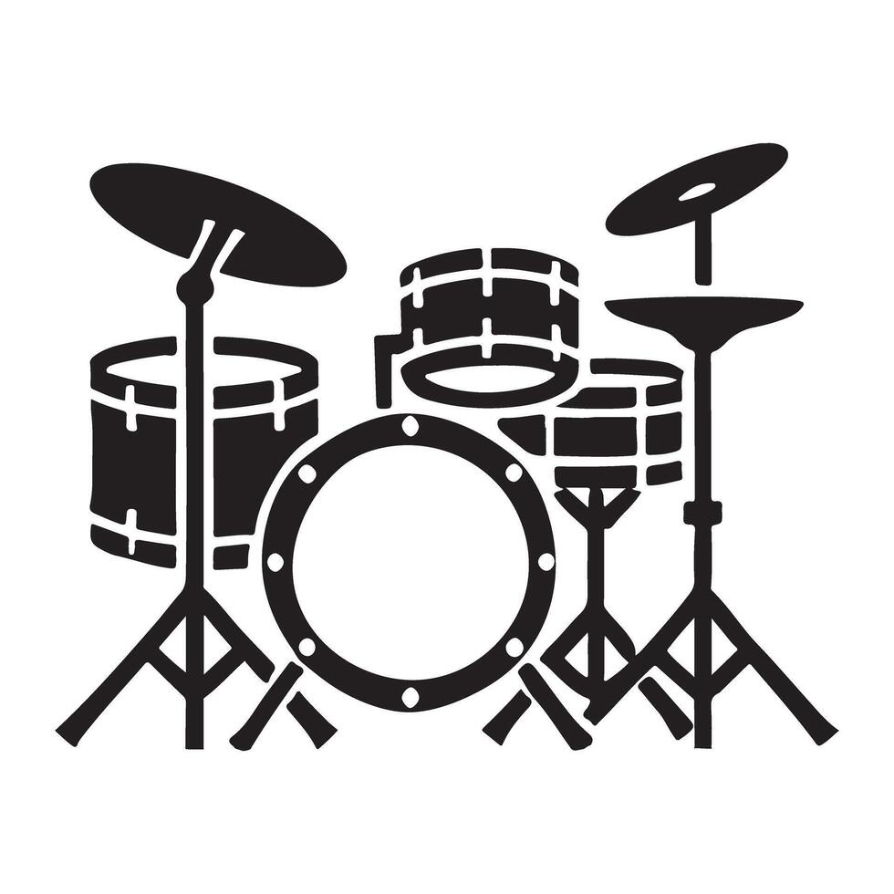 Detailed Drum Kit Silhouette for Music Related Designs Illustration vector