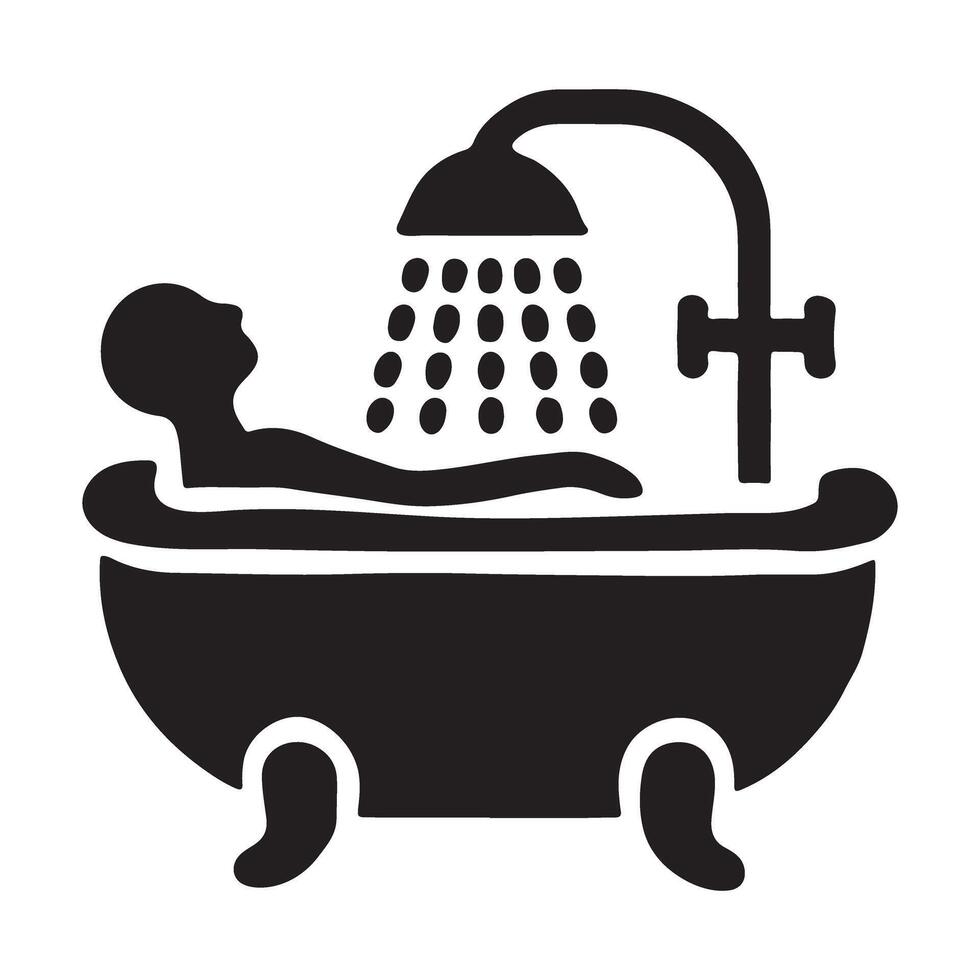 Relaxing Person in Bathtub Shower Silhouette vector