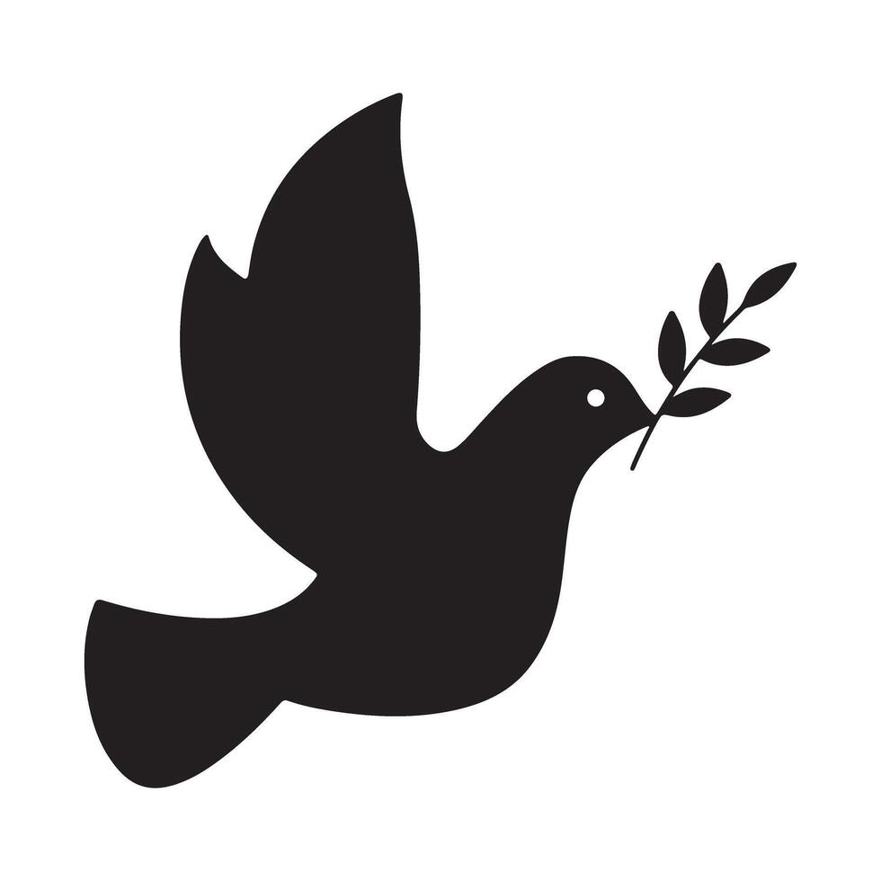 Peaceful Dove with Olive Branch Silhouette vector