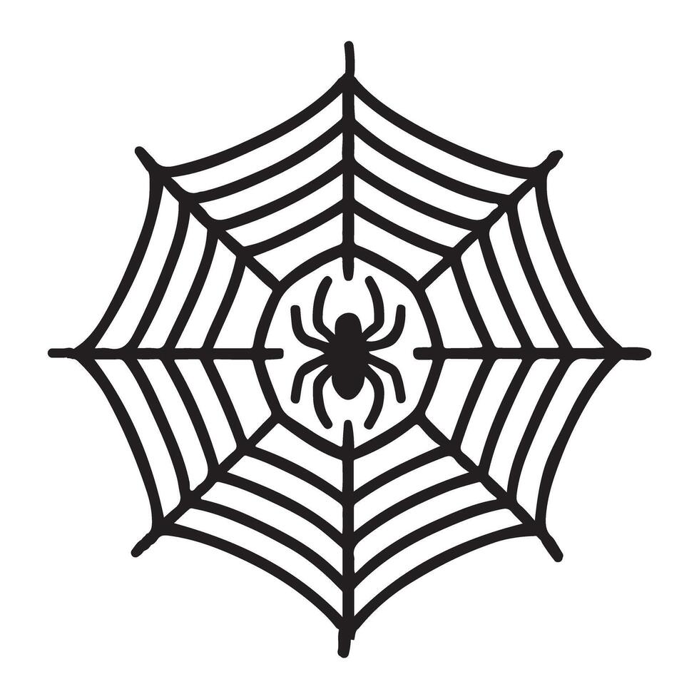 Spider in Web Silhouette Illustration for Halloween vector