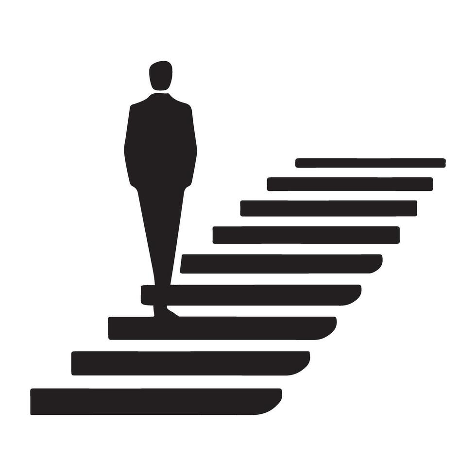 Man Standing on Curved Staircase Silhouette Illustration vector