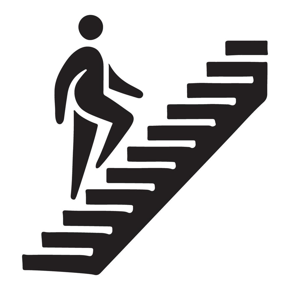 Person Climbing Staircase Silhouette Illustration vector