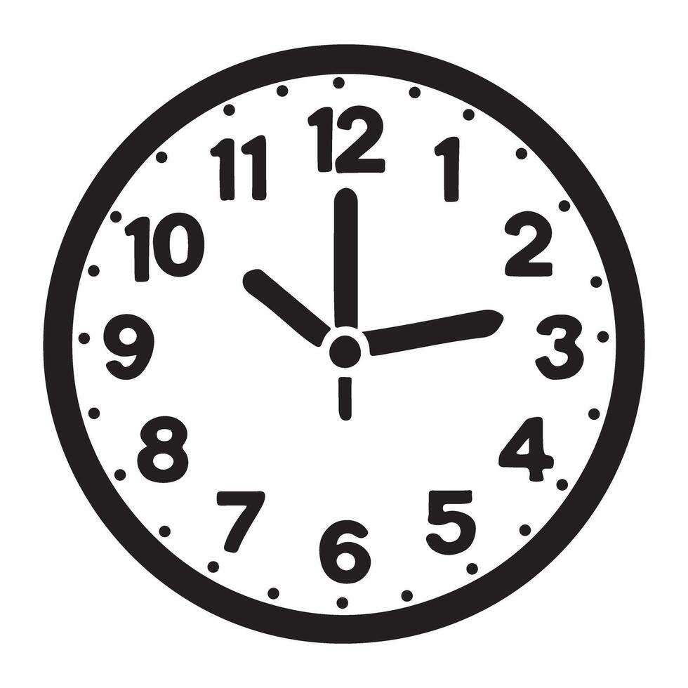 Simple Black and White Wall Clock Illustration vector
