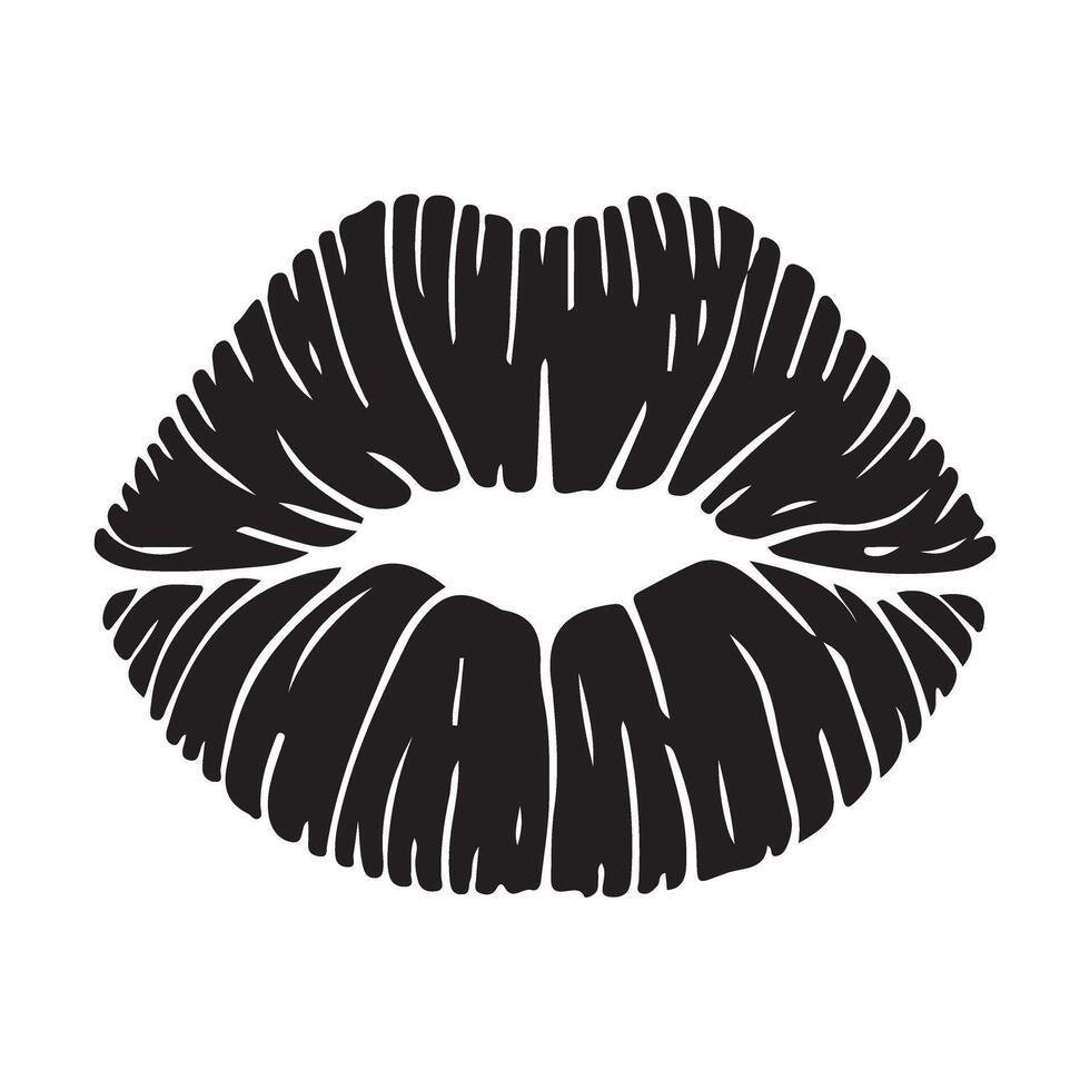 Bold Black Kiss Mark Silhouette Illustration vector