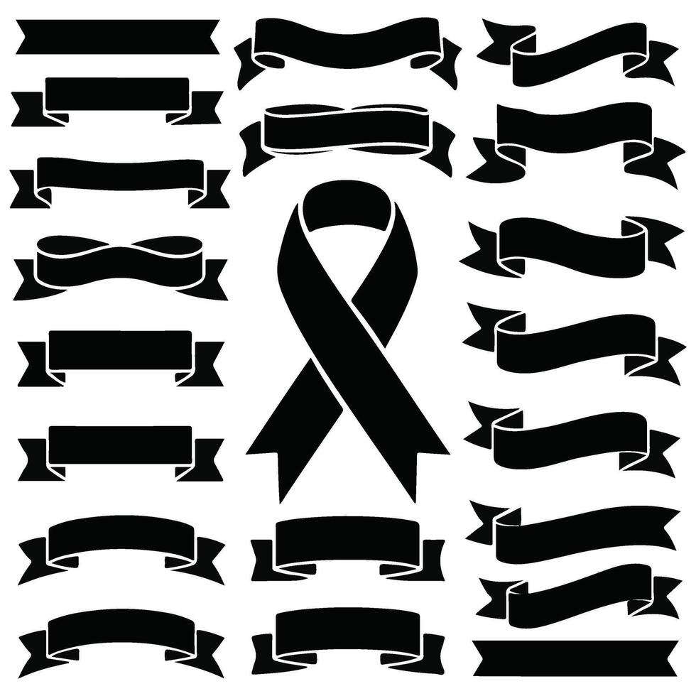 Stylish Black Ribbon and Banner Set for Creative Uses vector