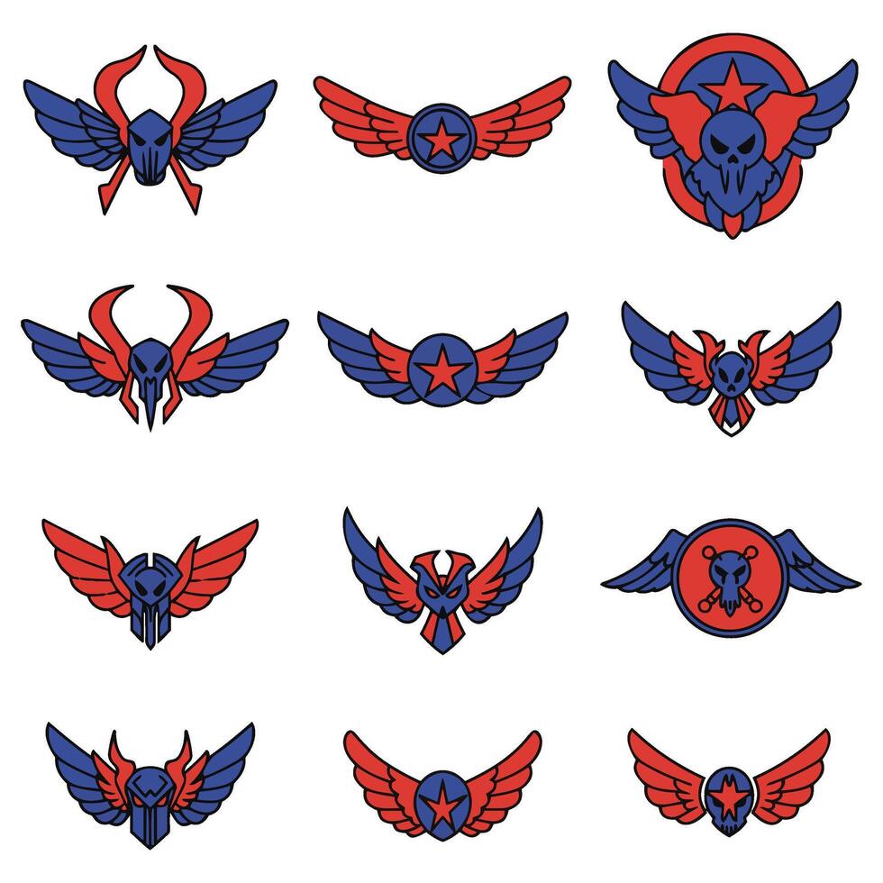 Military Inspired Freedom Wings Vectors Illustrations