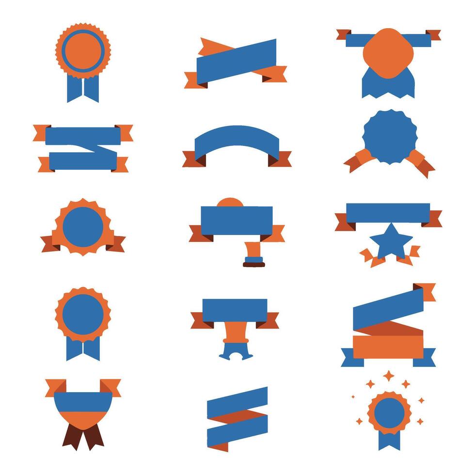 Glory Banner Icons Set with Elegant Ribbons and Vintage Appeal vector