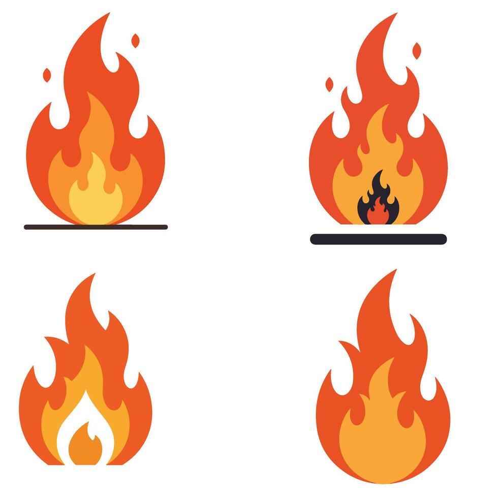 Flame icons set vector