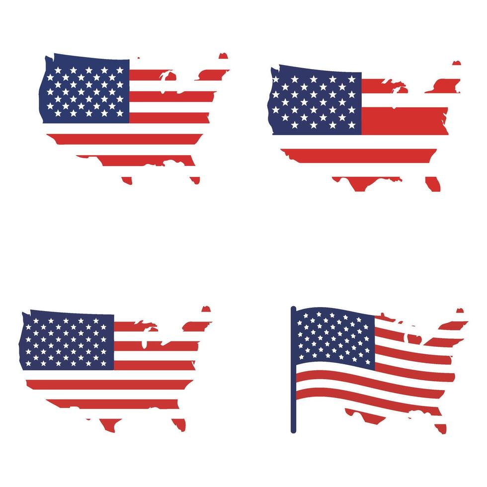Clean and Modern Heart Icons USA Flag set Design vector