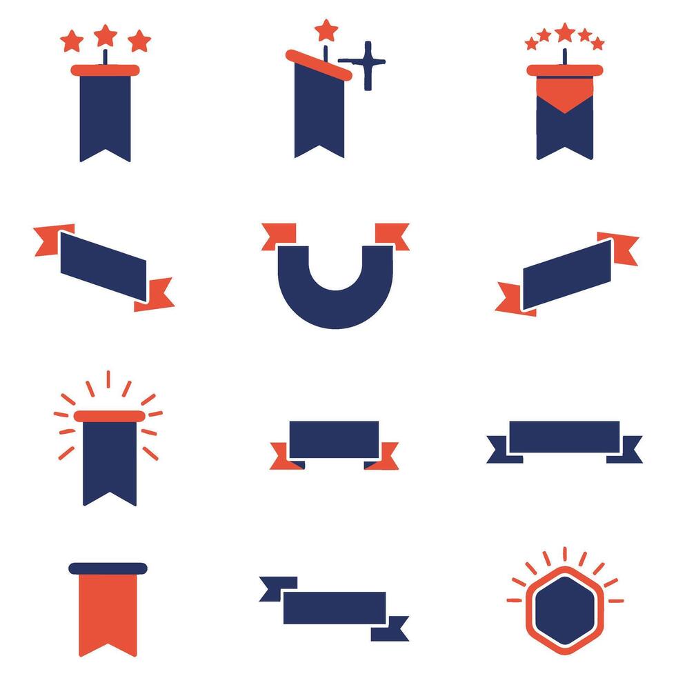 Retro Styled Glory Banner Icons with Ribbons for Designers vector