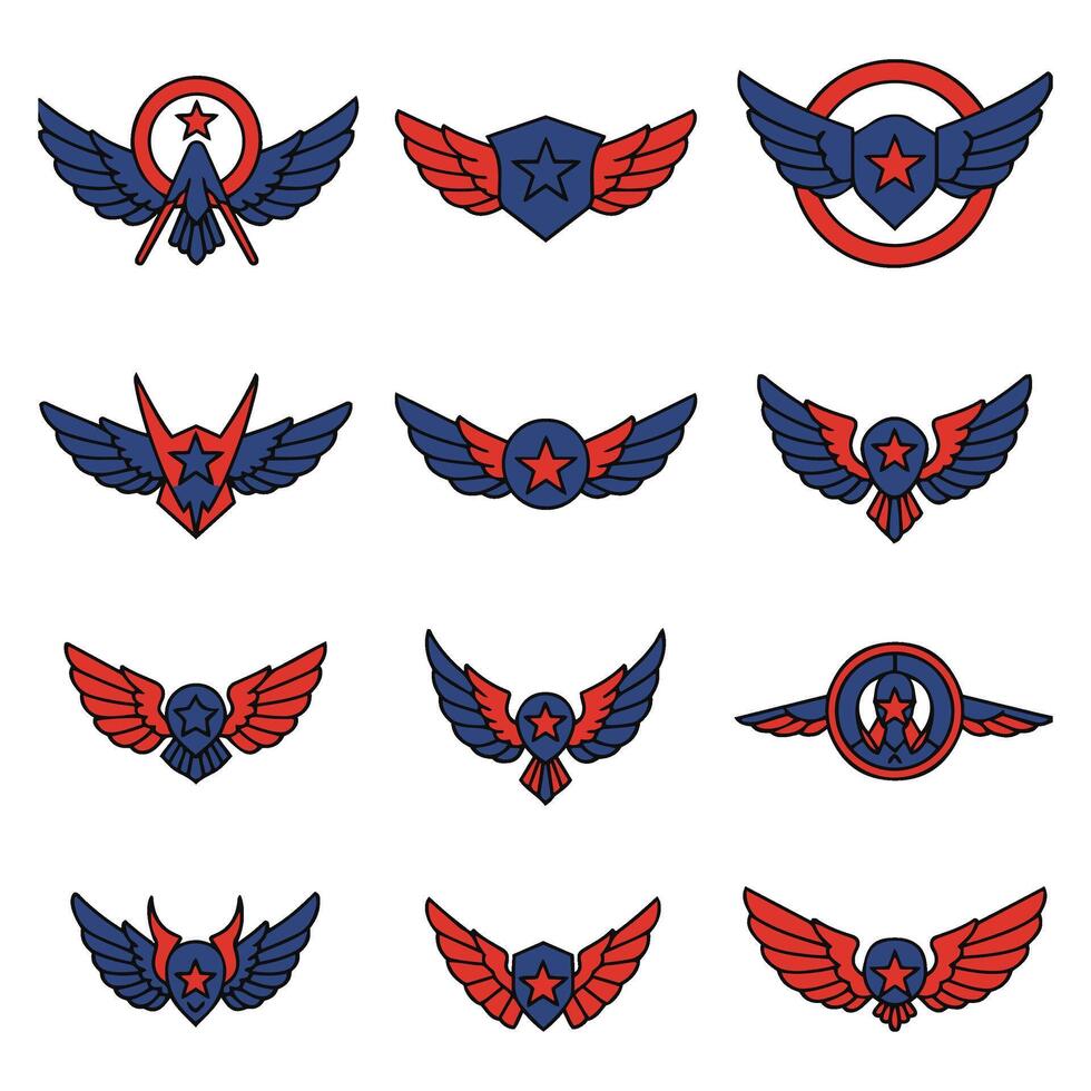 Freedom Wings Art Set Perfect for Patriotic Designs vector