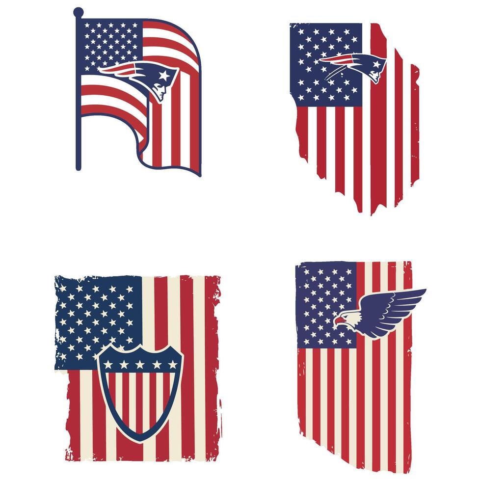 Symbols of Patriotism Vectors USA Flag set Shield Designs