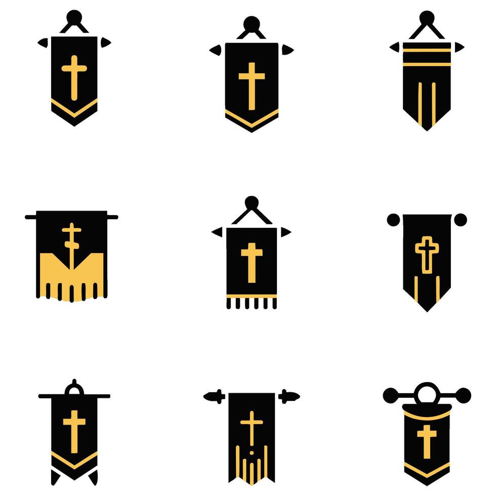 Twelve Retro Styled Glory Banner Icons for Creative Logos vector