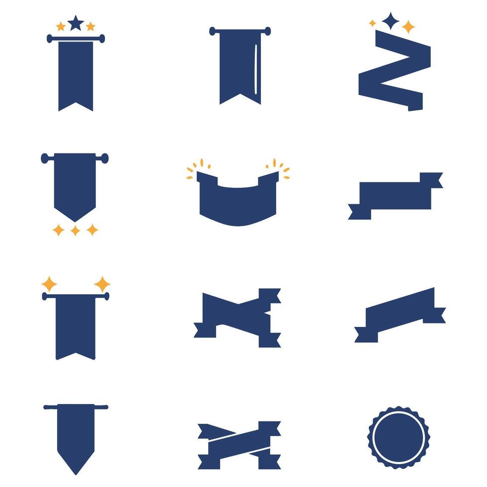 Retro Styled Glory Banner Icons Set for Creative Branding vector