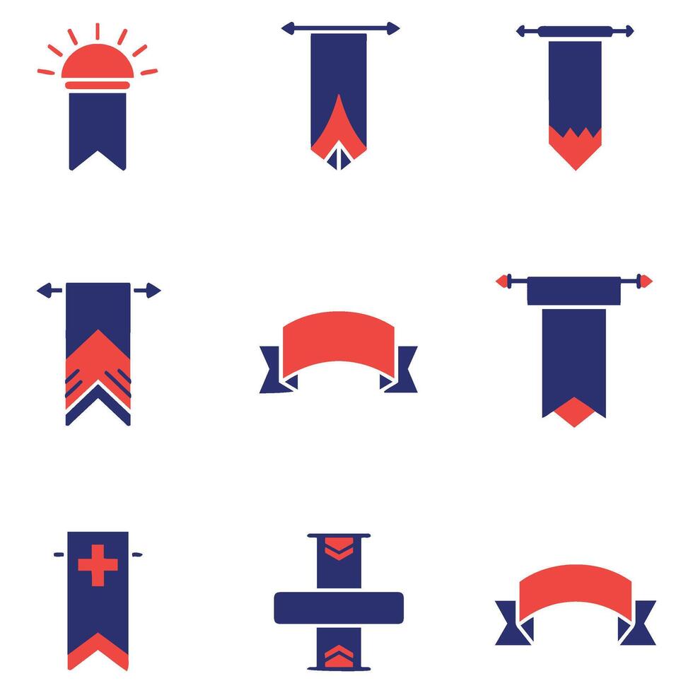 Retro Styled Banners and Ribbons in Glory Banner Icons Set vector
