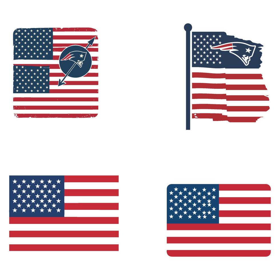 American Flag Spirit Vectors Icons with Shield set Eagle