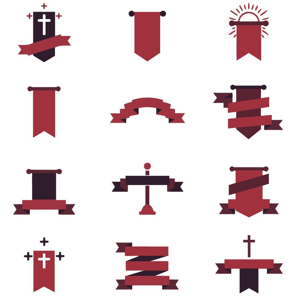 Stylish Glory Banner Icons for Branding and Graphic Design vector
