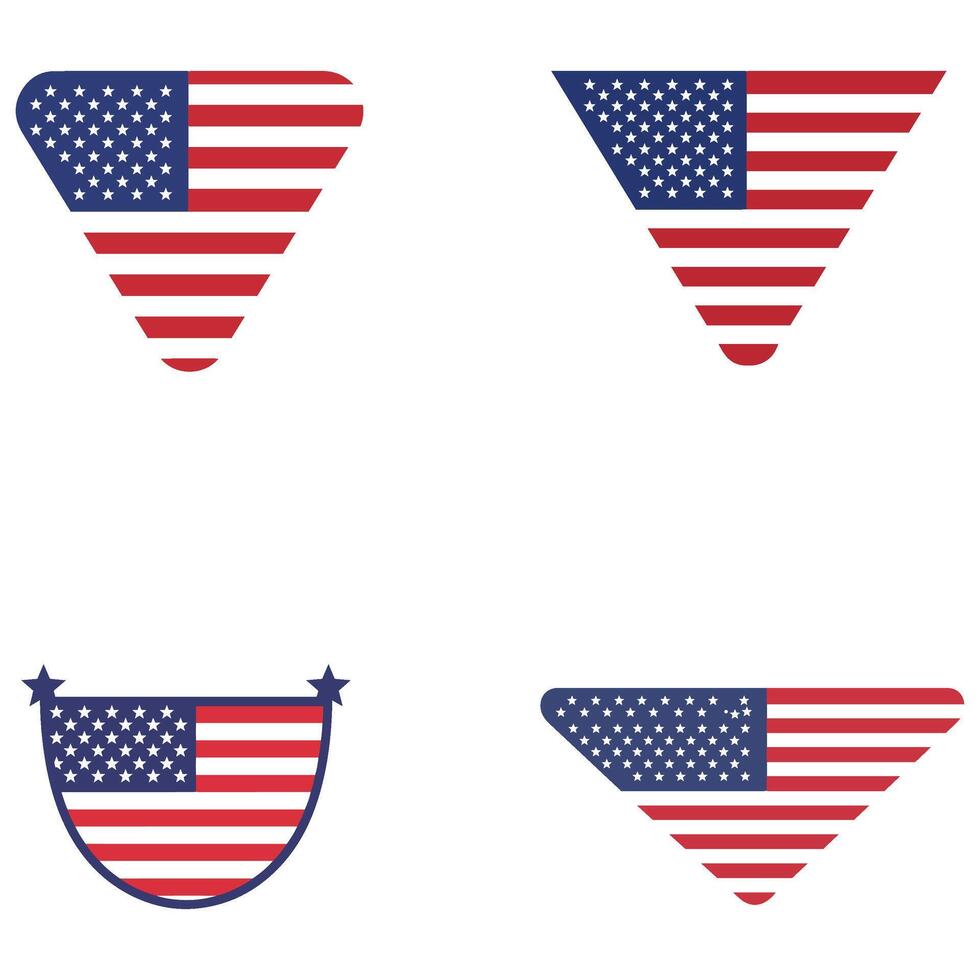American Flag Vectors Set with Varied Patriotic Styles