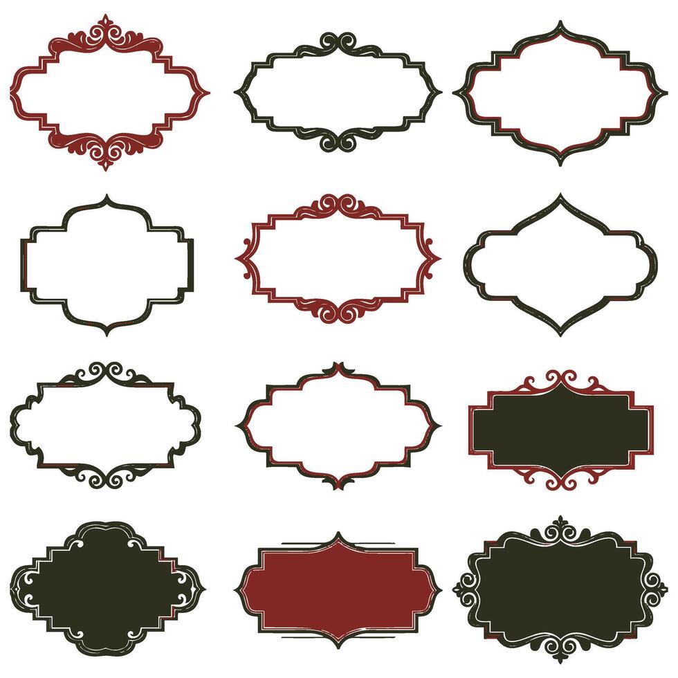 Vintage Frame Shape Vectors Set with Decorative Designs