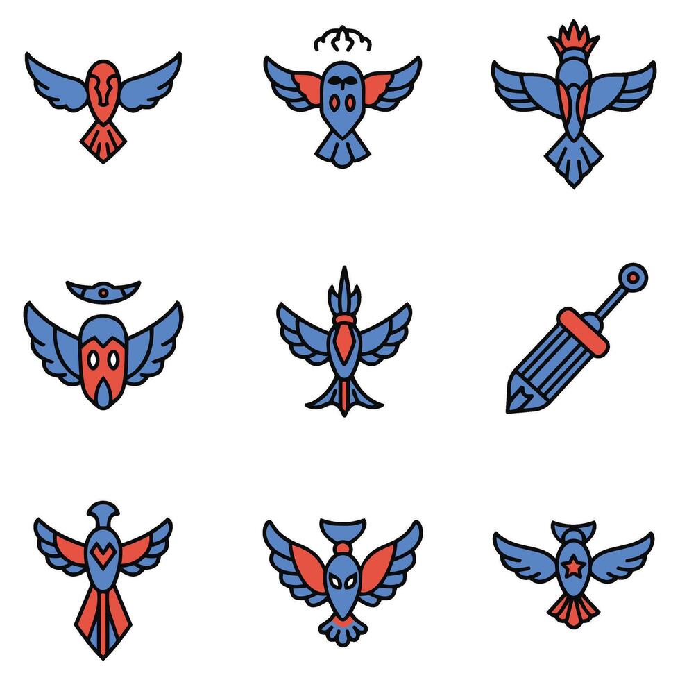 Vintage Freedom Wings Design Set with Stars and Shields vector