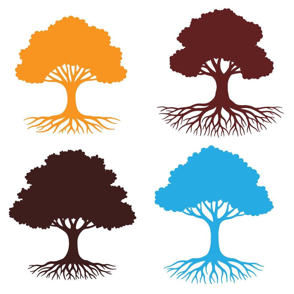 Stunning Roots Tree Illustrations Highlighting Detailed Roots vector