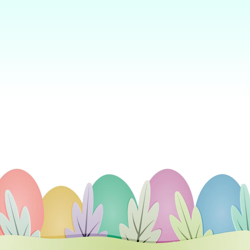 easter eggs with leaf meadow illustration background banner vector
