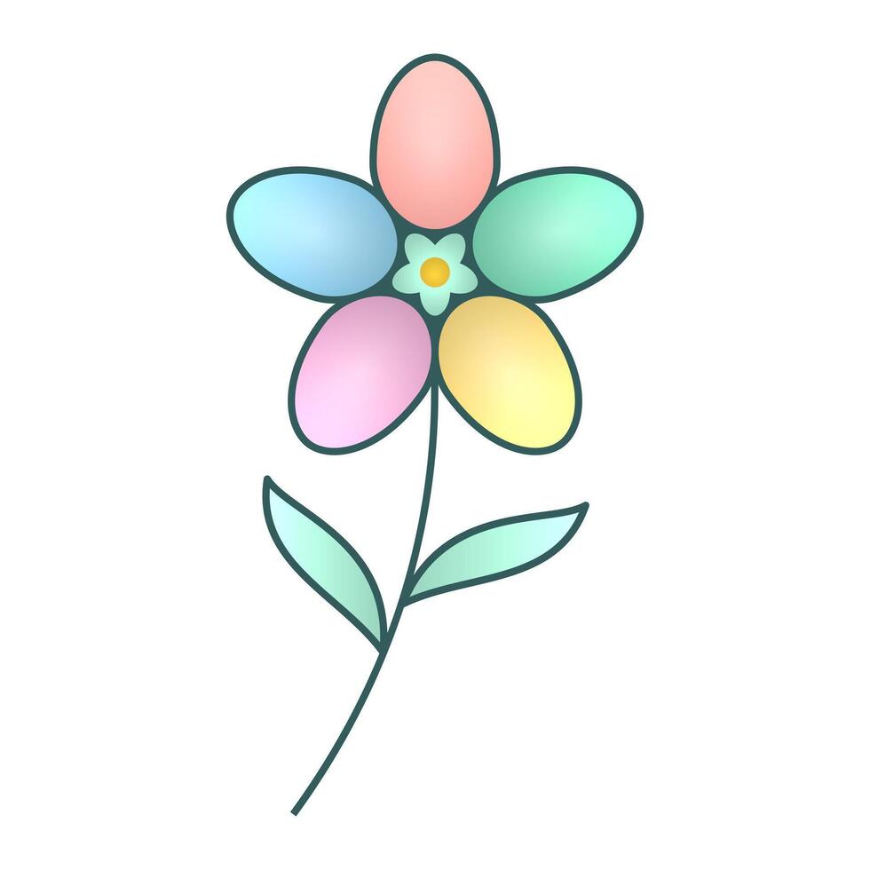easter colorful eggs shape petal blooming flower illustration vector