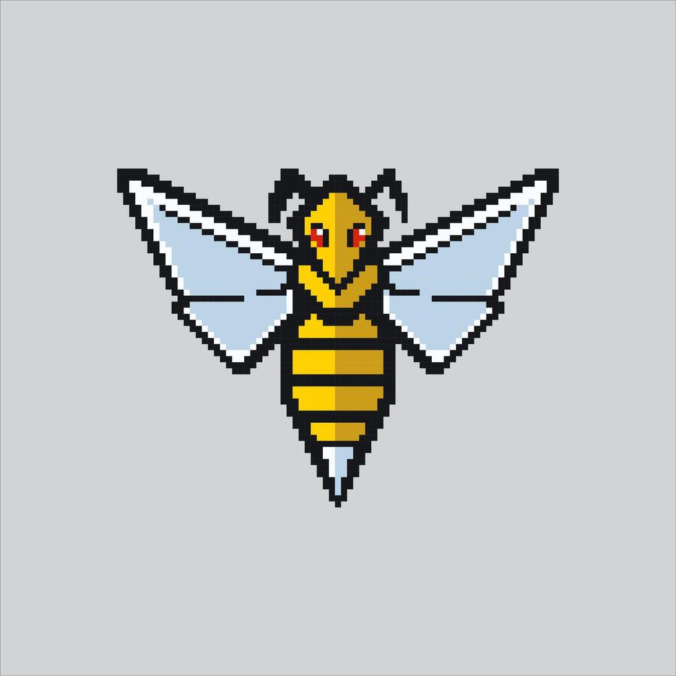 Pixel art illustration Hornet Bee. Pixelated Hornet Wasp. Hornet Wasp Bee Bug Insect Insect Icon pixelated for the pixel game and icon for website and game. old school retro. vector