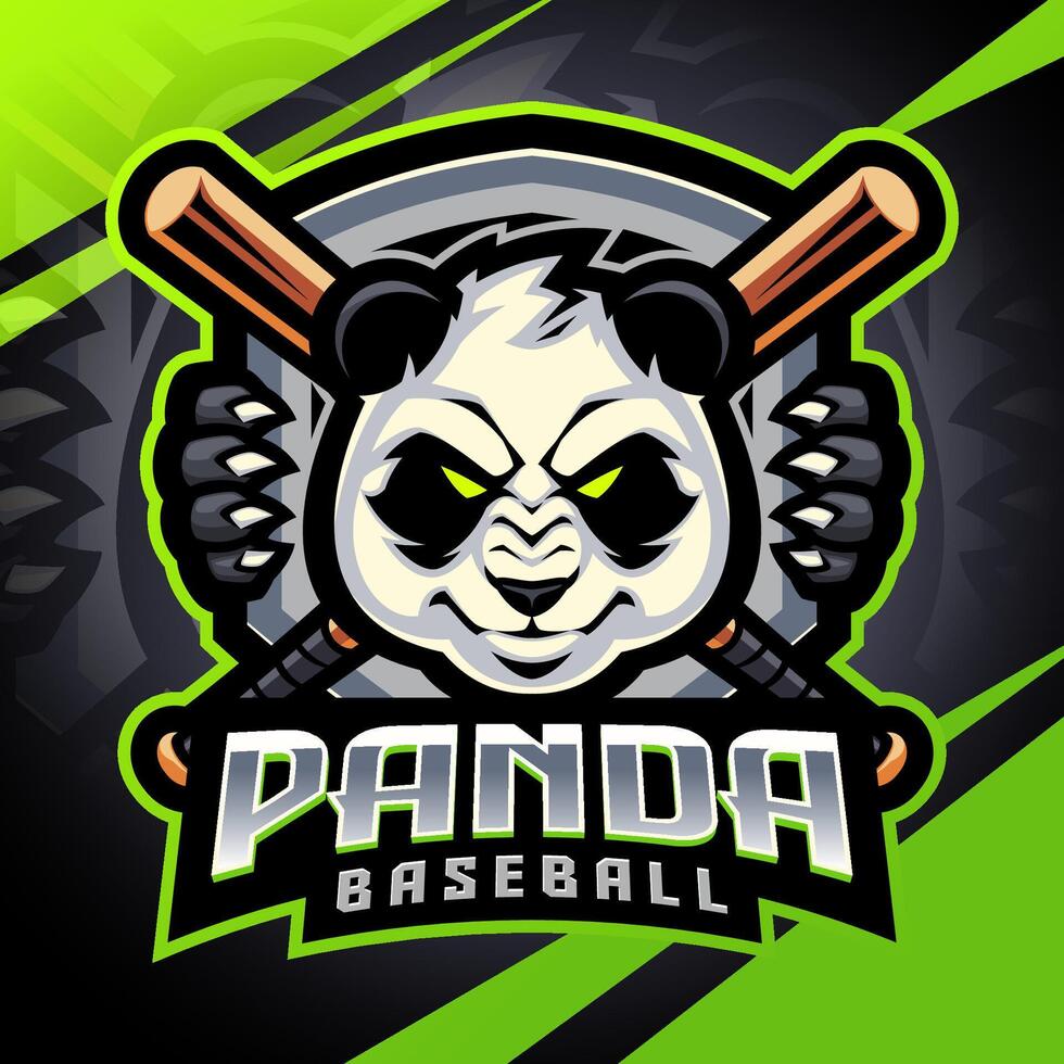 Panda baseball esport mascot logo design vector