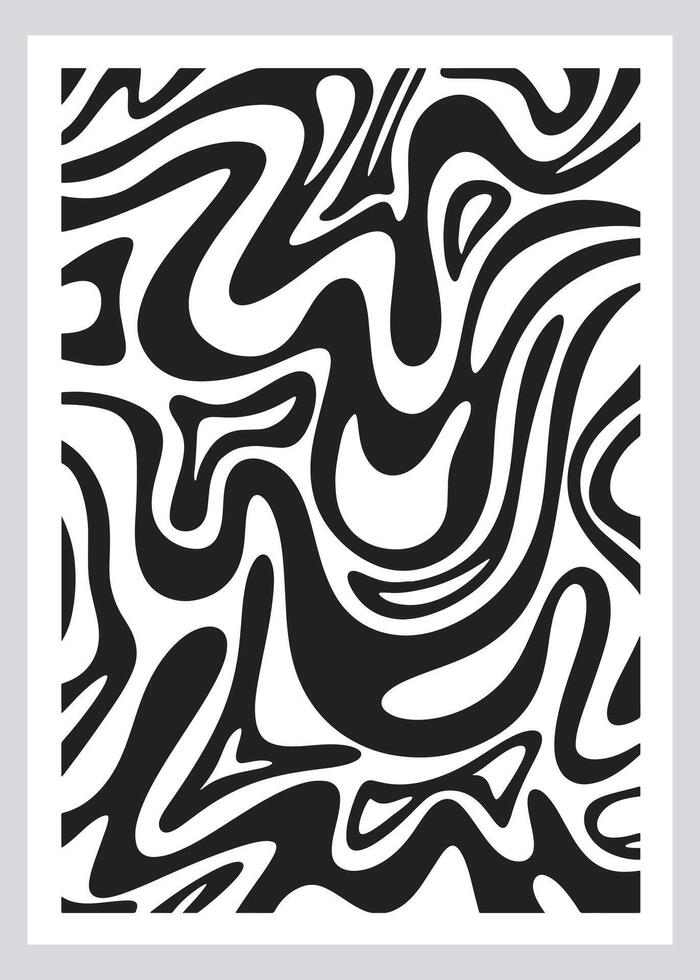 Psychedelic black and white abstract art vector