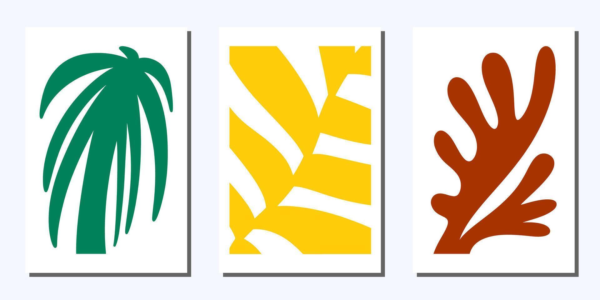 Tropical abstract poster set vector