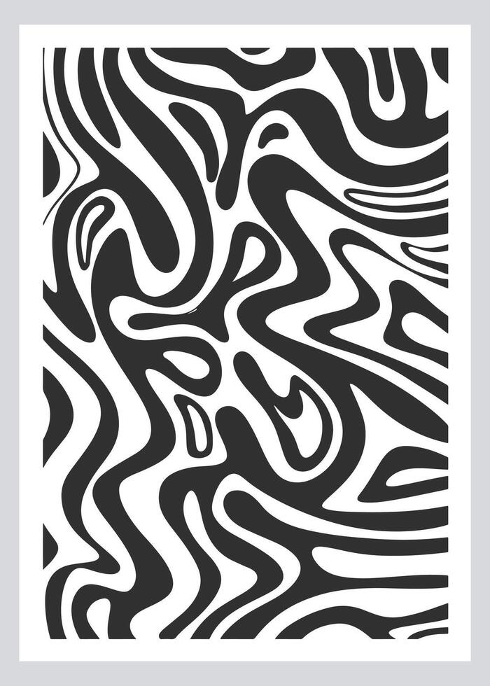 Hypnotic liquid pattern in black and white vector