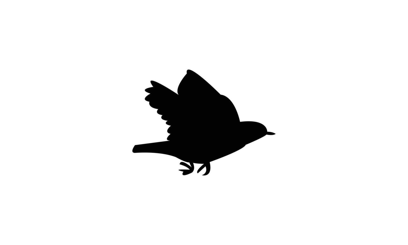 Flying Warbler Black Silhouette Design And Illustration. vector