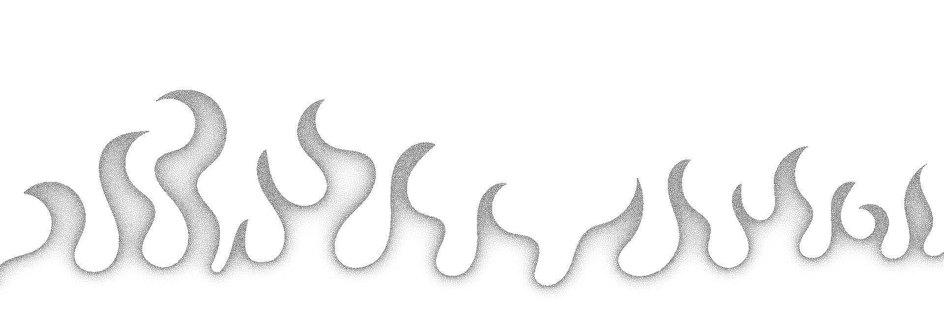 Flames gothic in stipple noise background. Fire dots tribal elements vector