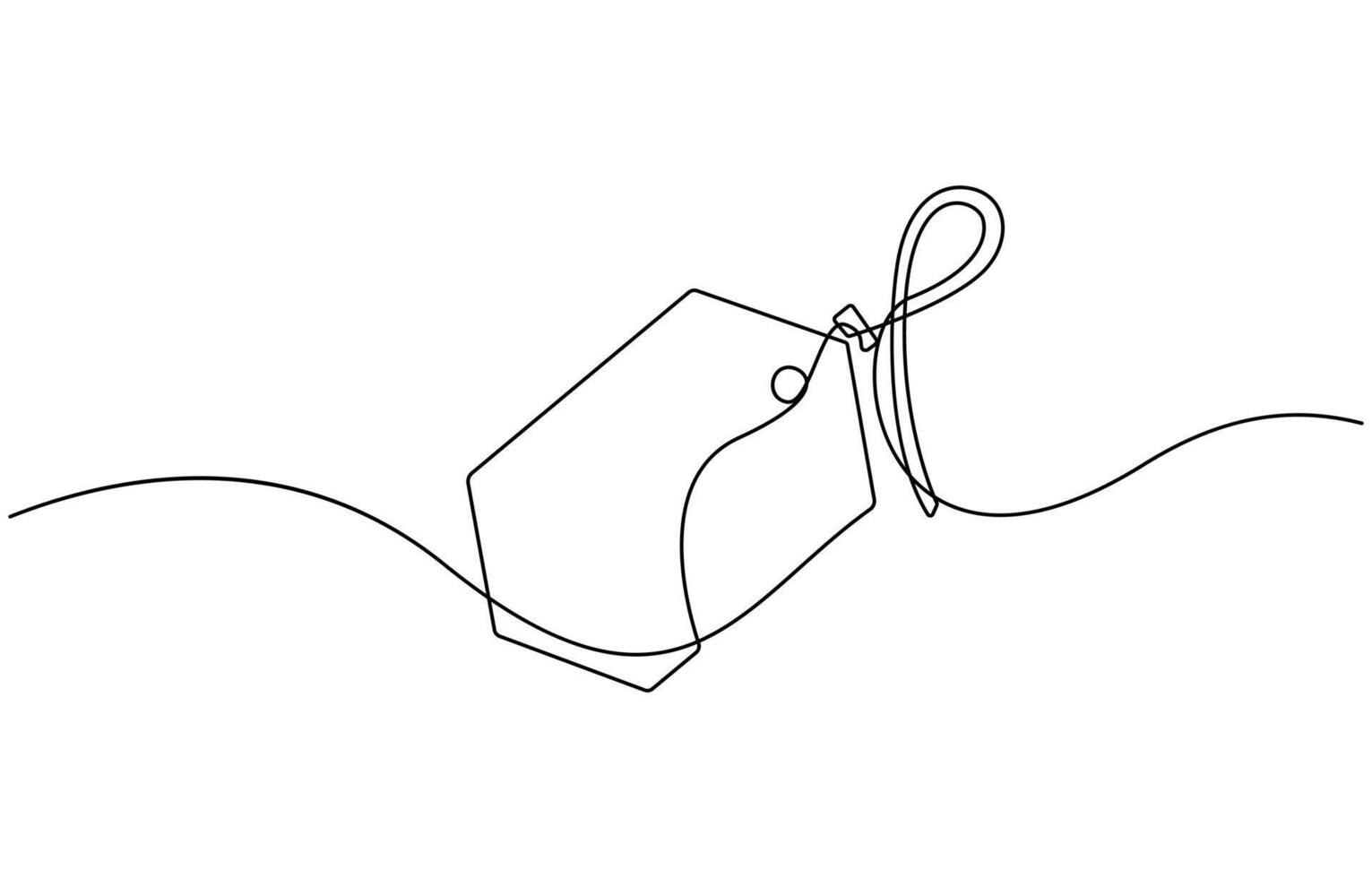 Red blank prize tag continuous one line drawing vector