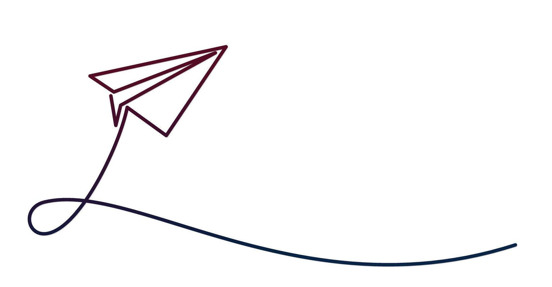 One line flying paper airplane symbol. vector
