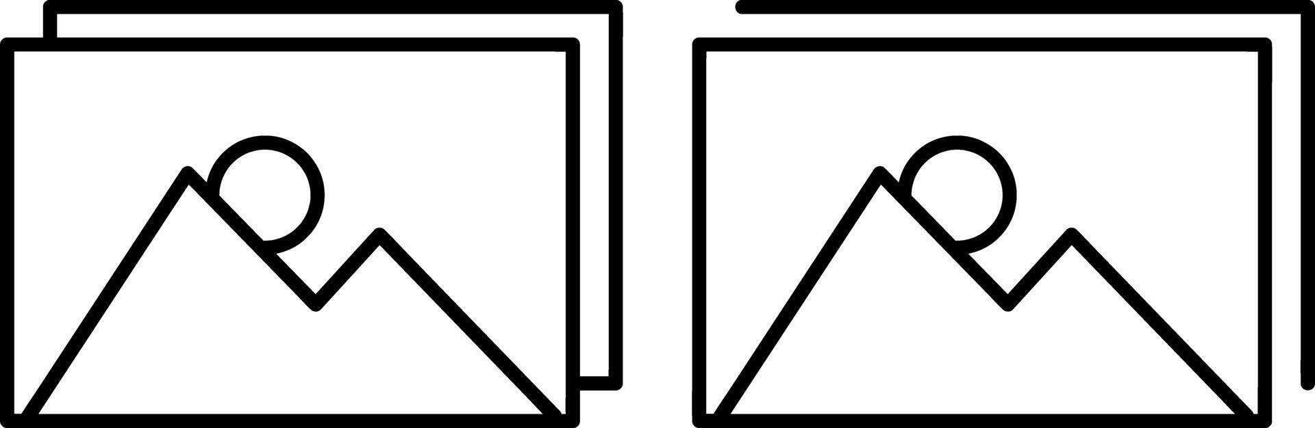 Picture with mountain and sun set icon. Photo gallery collection vector