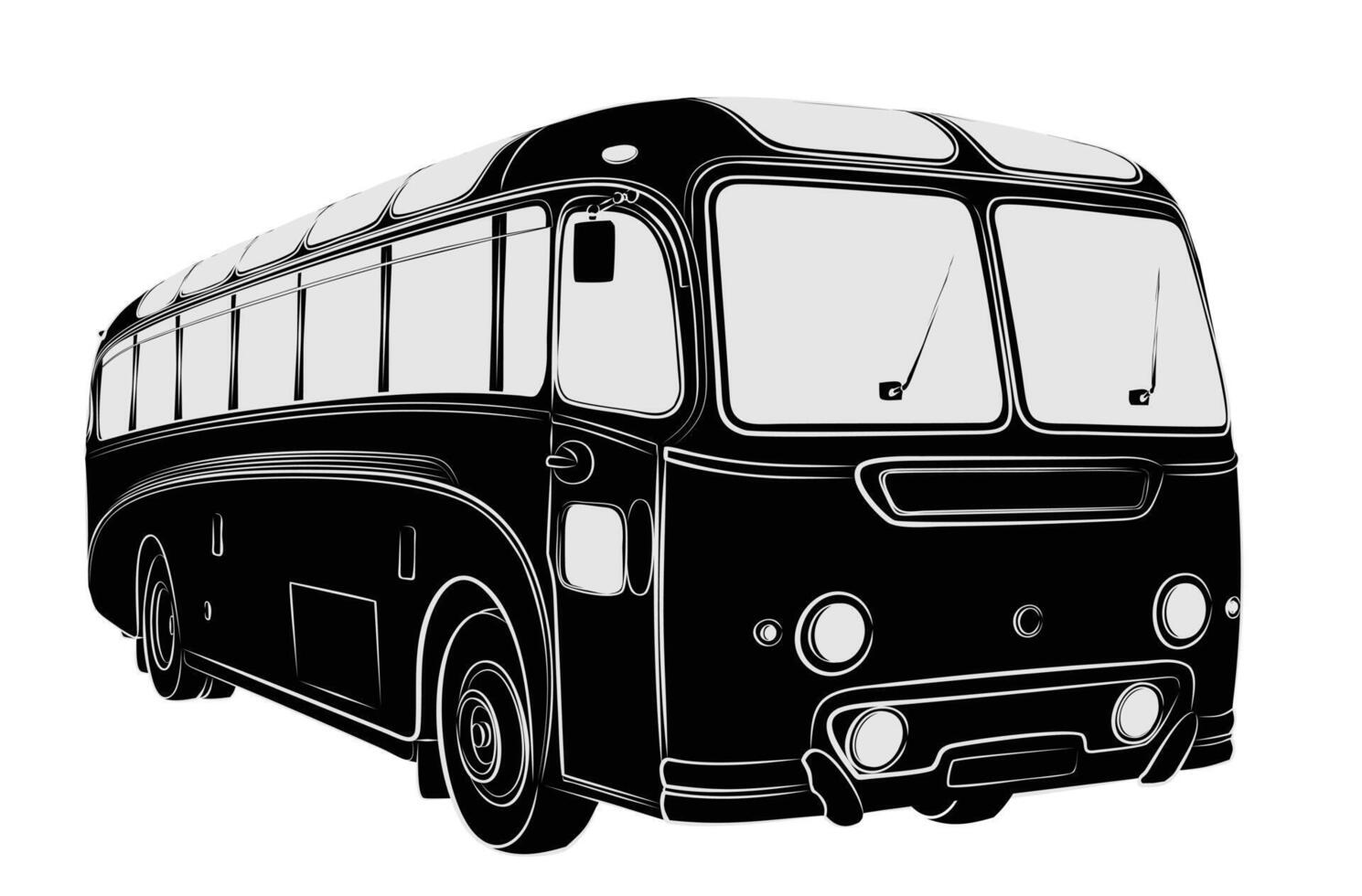 Sketch of the passenger retro bus. vector