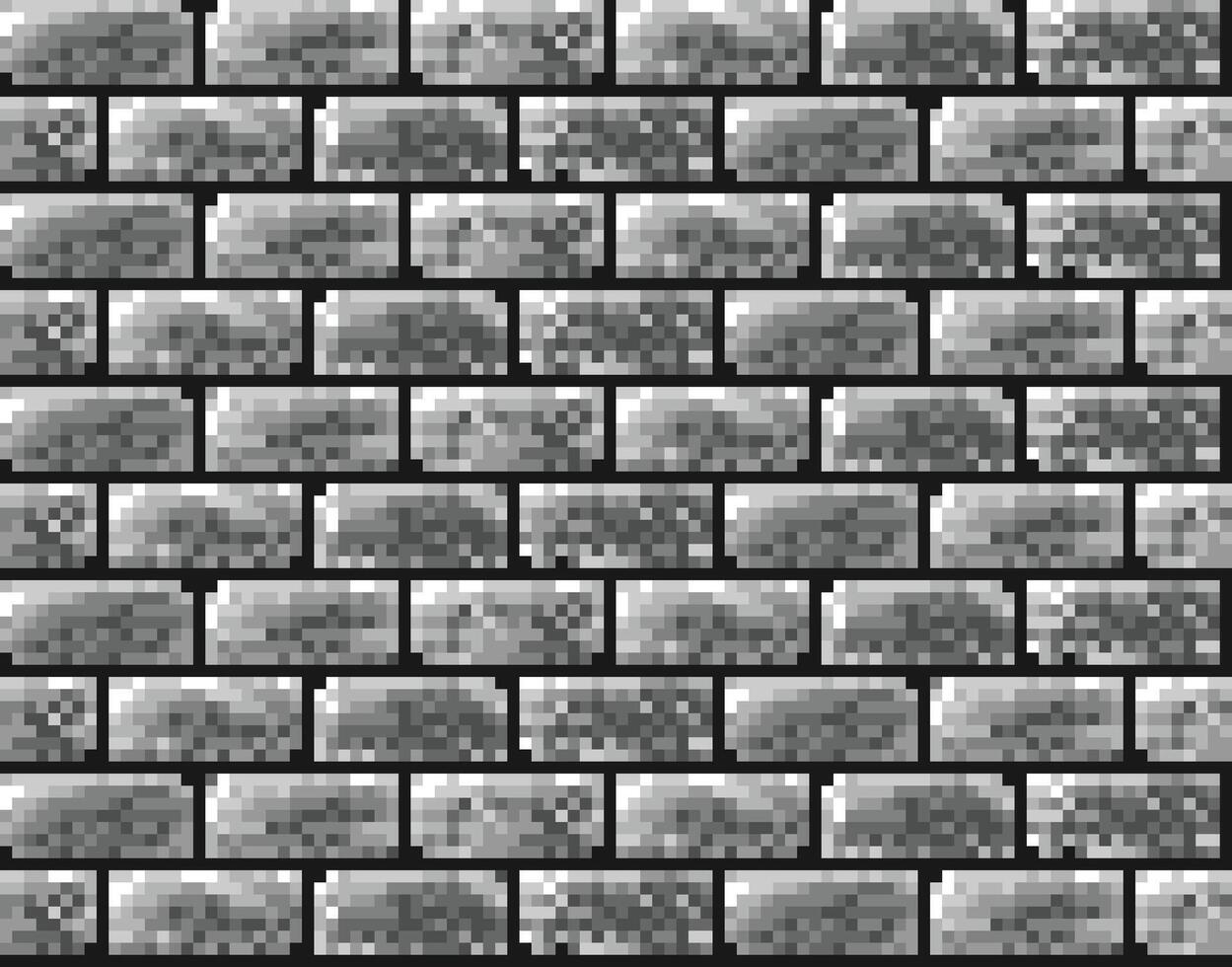 The seamless gray pixel background with brick. vector