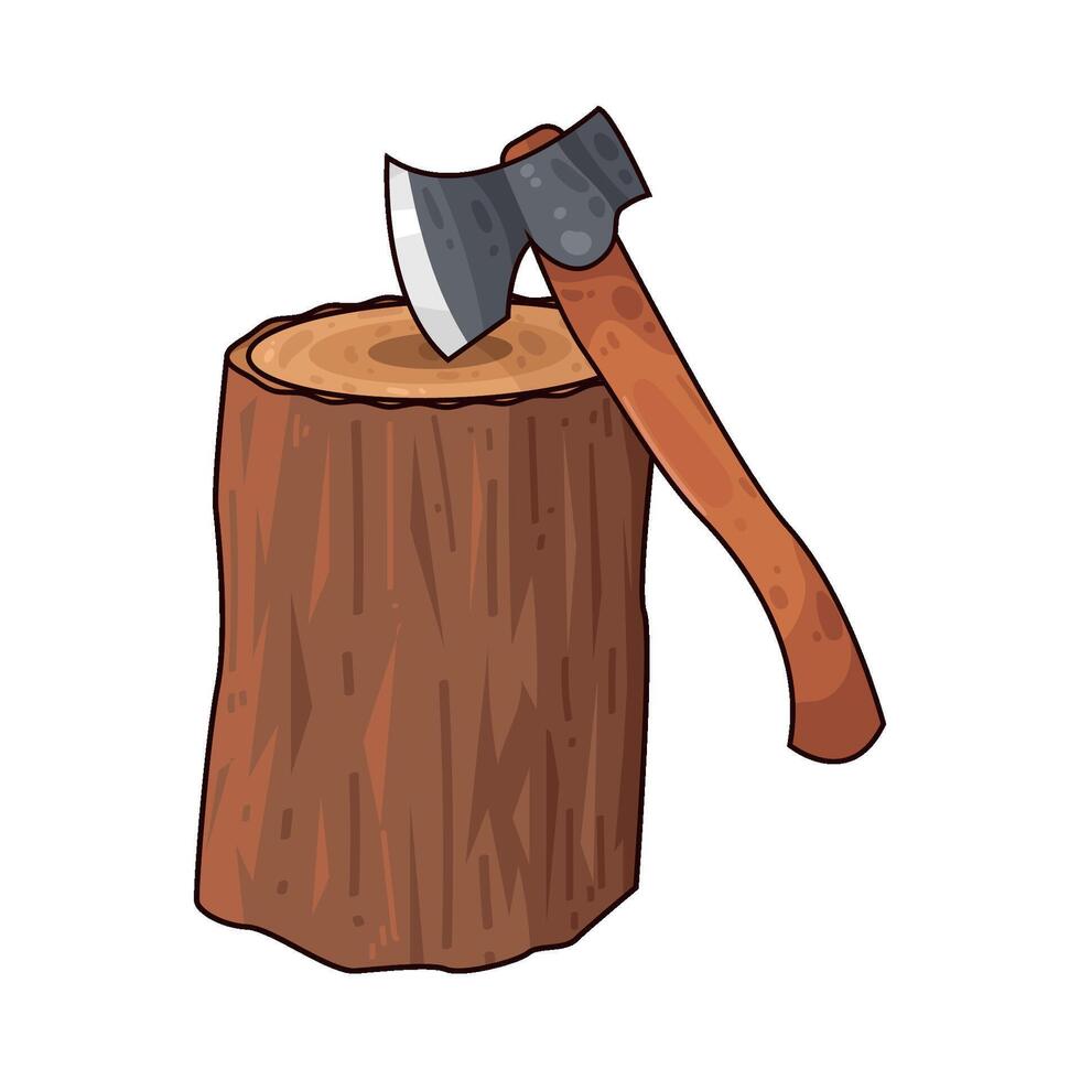 ax on wood vector