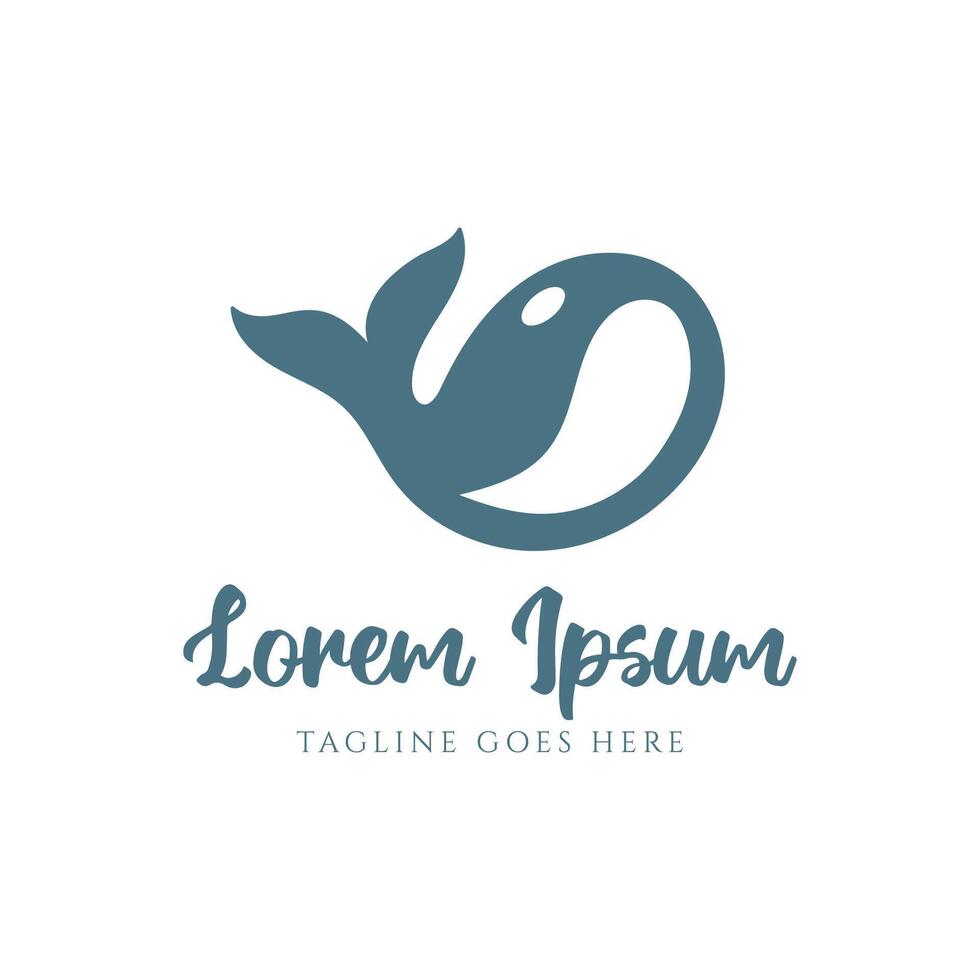 Simple Minimalist Orca Whale Shape Coffee Bean For Ocean Beach Cafe Bistro Logo Design vector