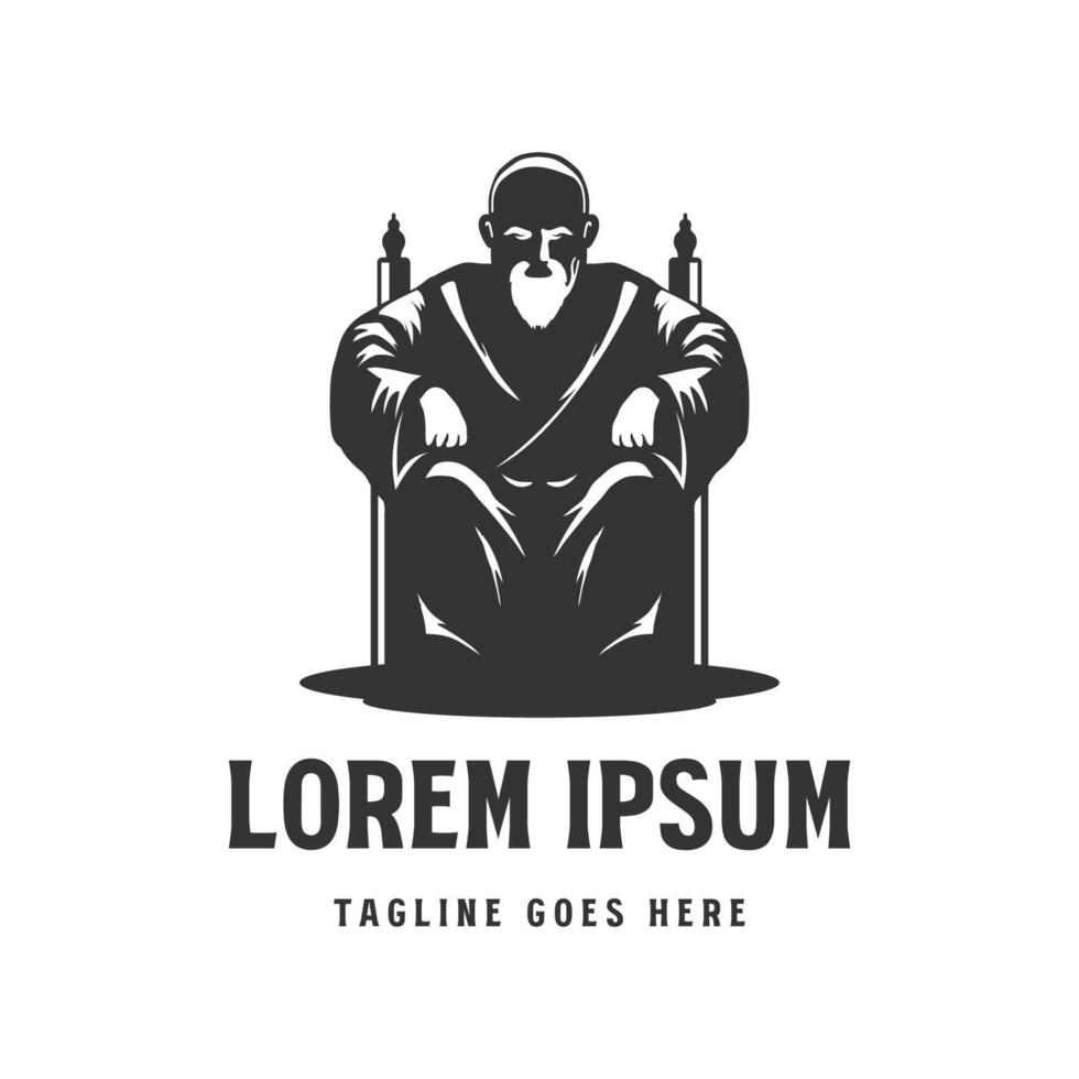Sitting Old Monk Friar Cowl Conventual Obedientiary Guru Illustration Logo Design vector