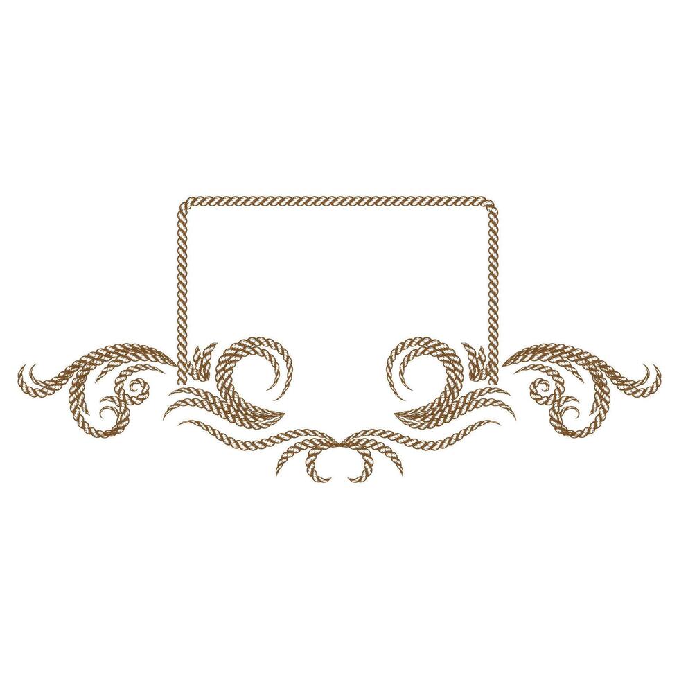 Vintage Retro Golden Rope Ribbon Frame Border Design vector