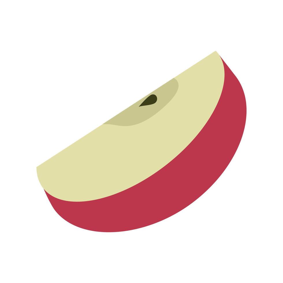Slice of apple. Apple illustration. Red apple. Fresh fruit. Cutting fruit. Sweet fruit. Healthy food. vector