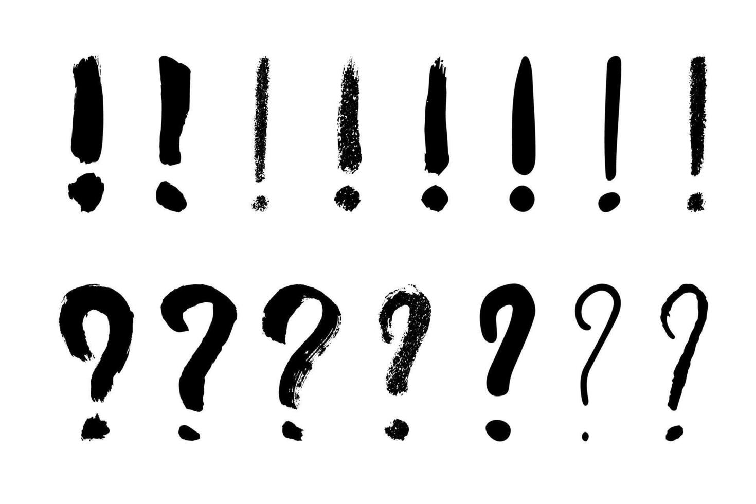 Hand drawn ink question and exclamation mark illustration in sketch style. Elements for design vector