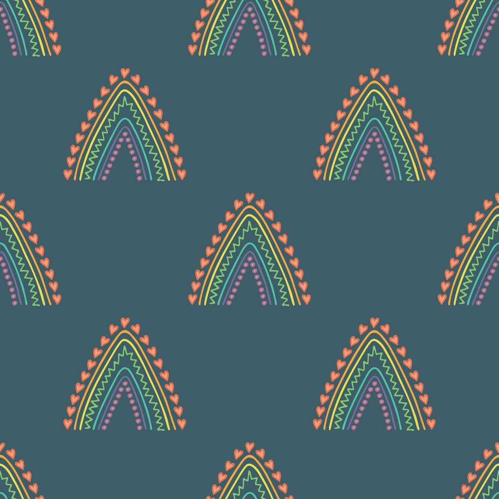 Seamless pattern with rainbow doodle for decorative print, wrapping paper, greeting cards, wallpaper and fabric vector