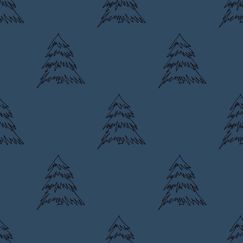 Seamless pattern with geometric minimal scandinavian Christmas tree doodle for decorative print, wrapping paper, greeting cards and fabric vector