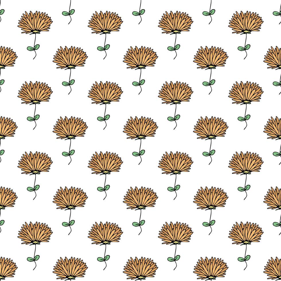 Summer seamless pattern with flowers doodle for decorative print, wrapping paper, greeting cards, wallpaper and fabric vector