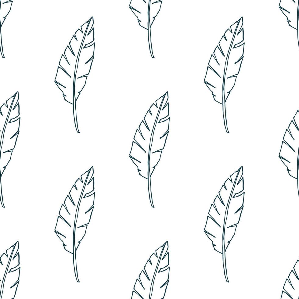 Seamless pattern with tropical leaves doodle for decorative print, wrapping paper, greeting cards, wallpaper and fabric vector