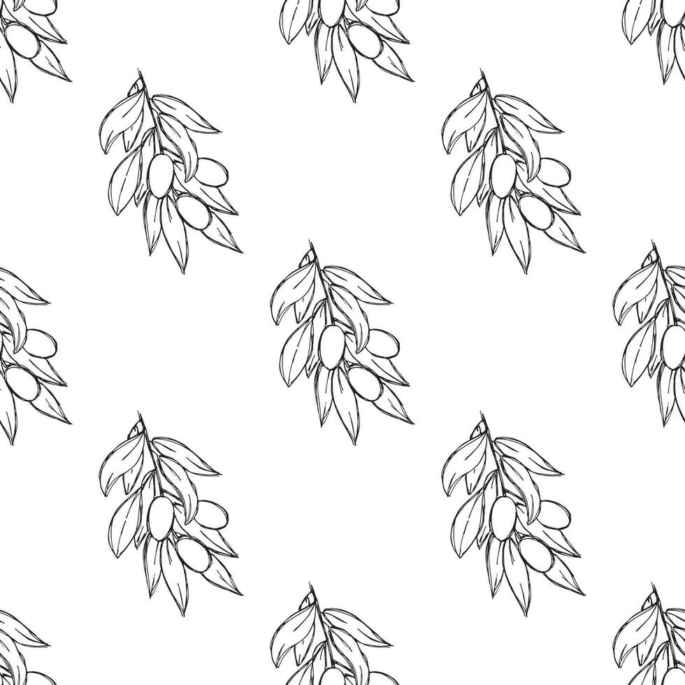 Seamless pattern with olive branches for decorative print, wrapping paper, greeting cards, wallpaper and fabric vector